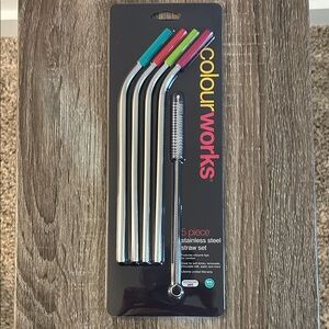 Stainless Steel Straw Set with Multi-Colored Tips